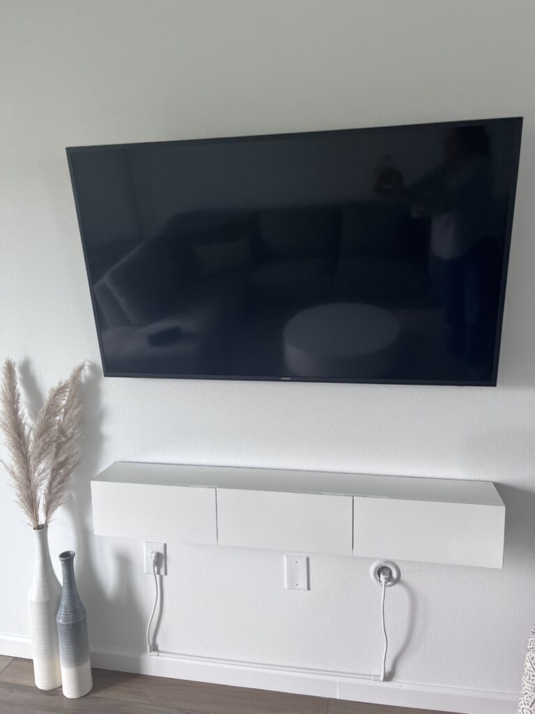 TV installed with a power bridge