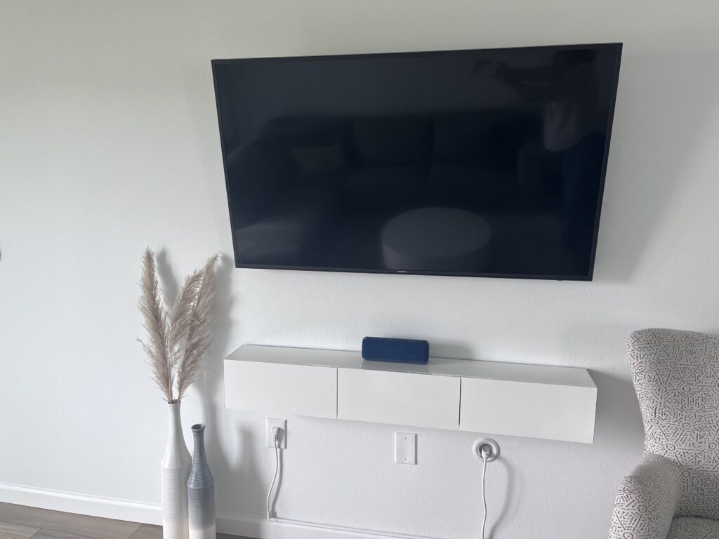 TV installed with a power bridge